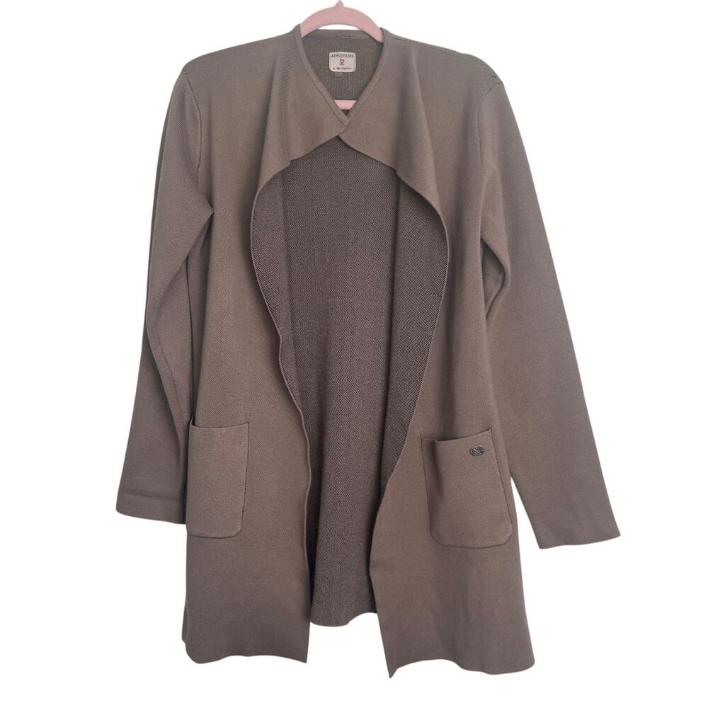 Athleisure Cardigan Medium Women Brown‎ Open Front Costal Causal Soft Stretchy